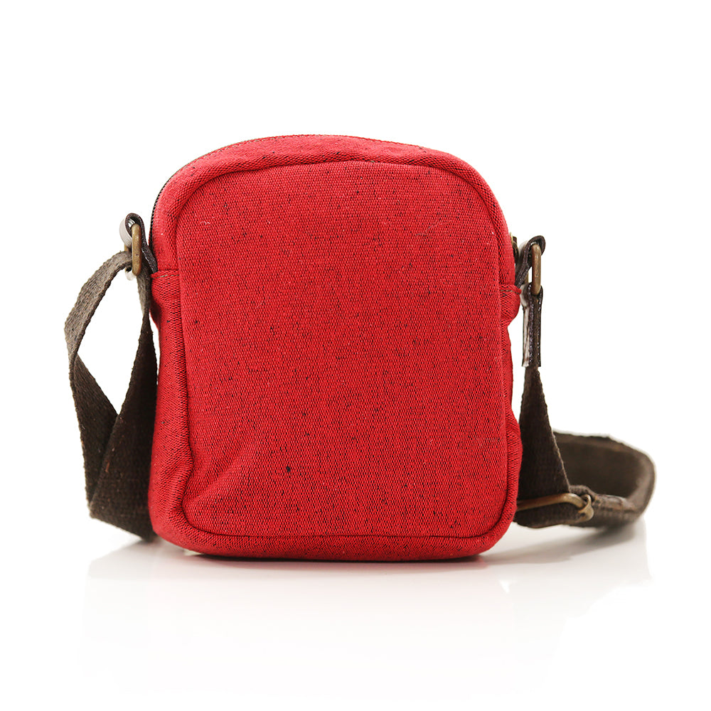 Bolsa Tiracolo 2 Bolsos em Lona Reciclada Vermelho