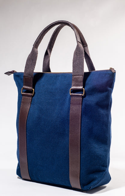 Bolsa Shop Lona Reciclada Sustentável Azul Marinho