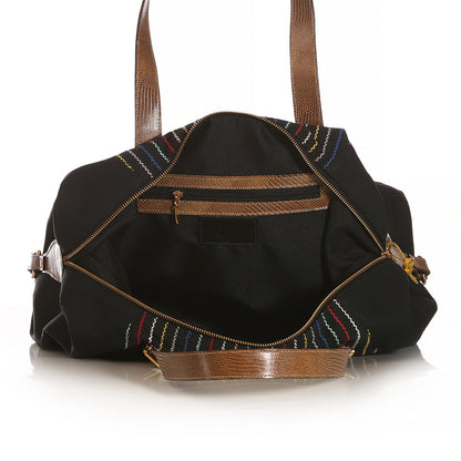 Bolsa em Lona Bordado Folk Preto + Necessarie